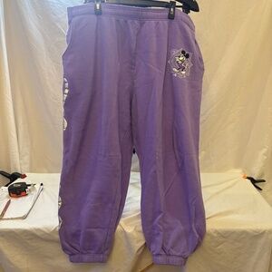 Disney Parks 100 Years Of Wonder Embroidered Purple Sweatpants Adult Size XXL